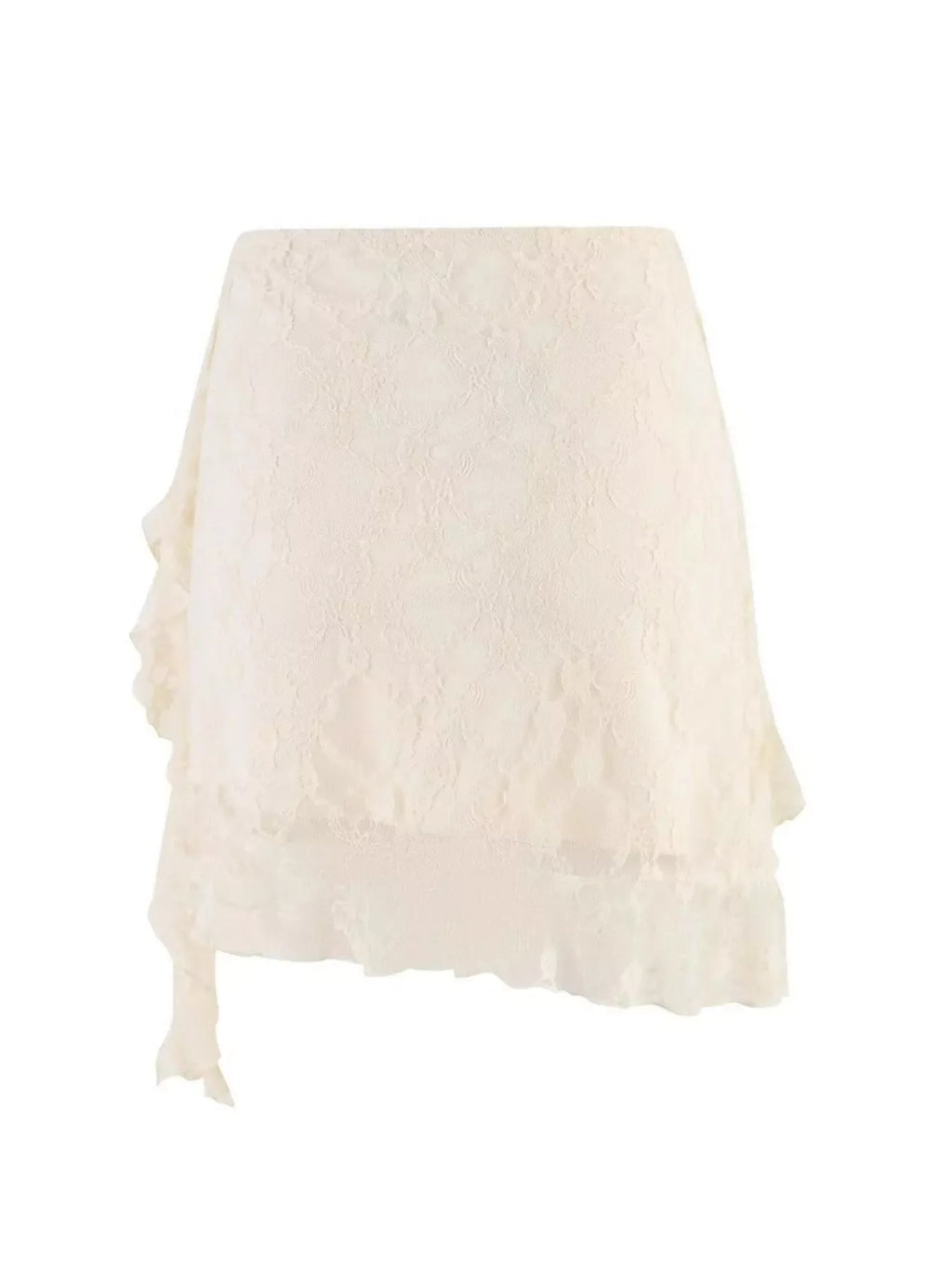 Ruffled Lace Mini Skirt