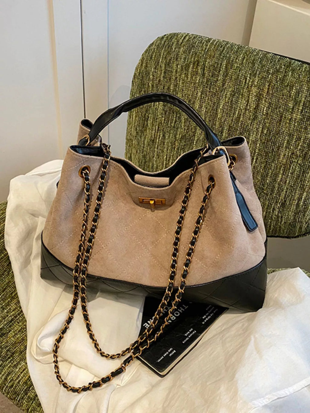 Quilted Leather Chain Strap Crossbody Bag