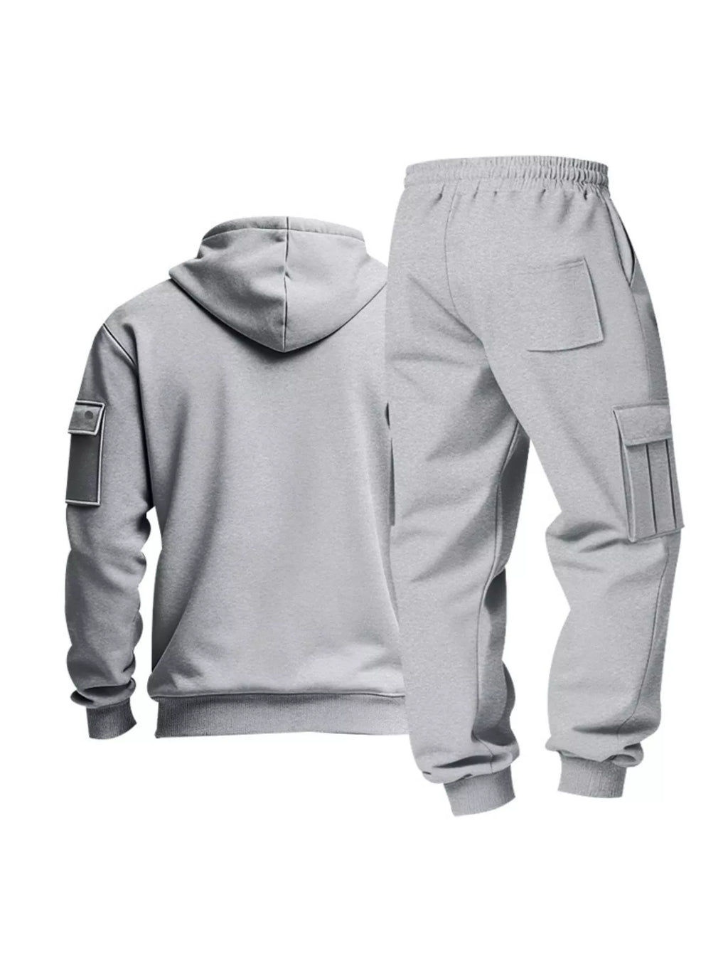 Men's Full Size Half Zip Hoodie and Cargo Pants Set Plus Size