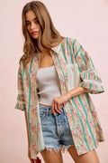 BiBi Eyelet Lace And Floral Mix And Match Shirt Top