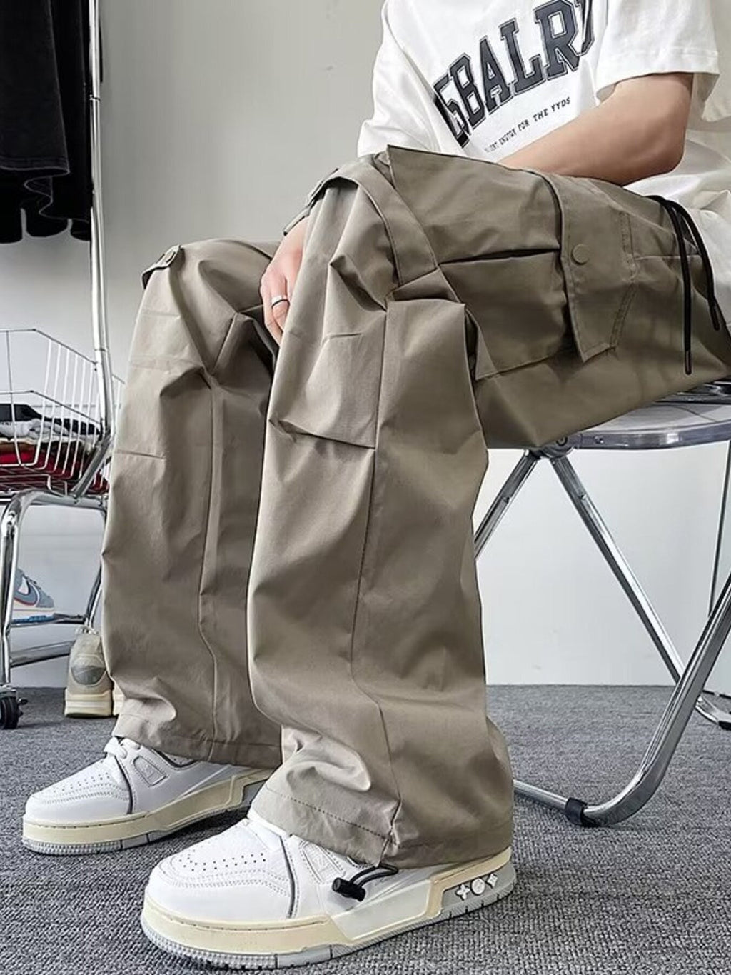 Men's Plus Size Loose Fit Multi-Pocket Cargo Pants