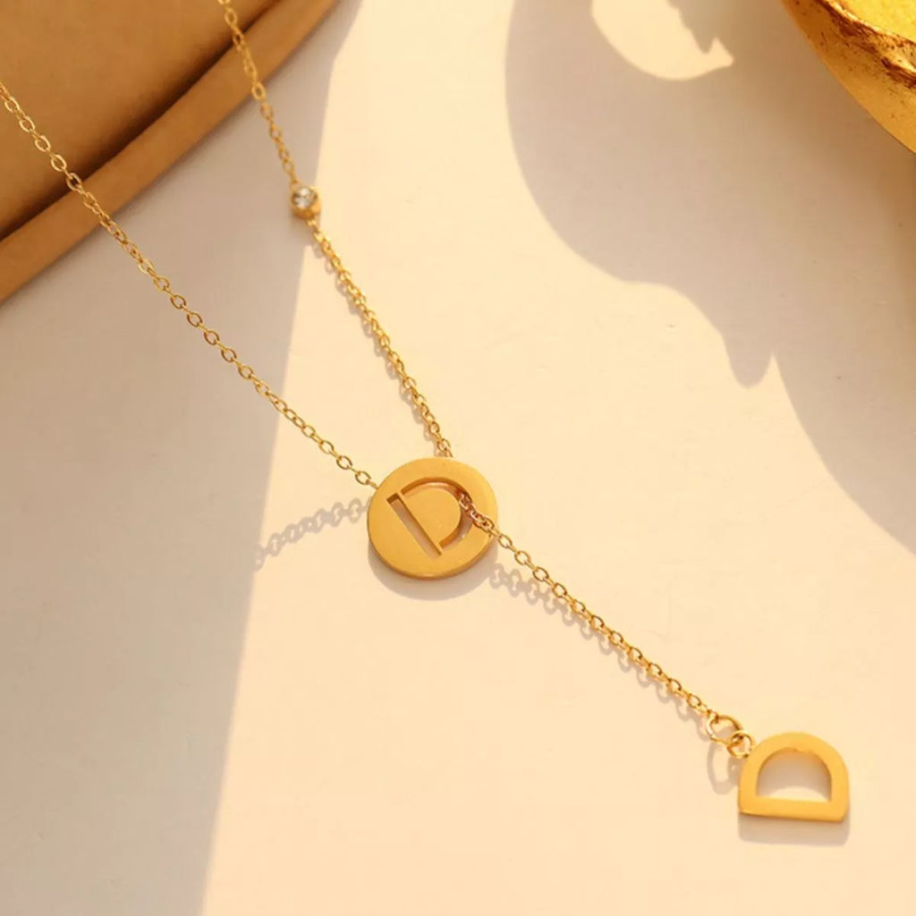 18K Gold-Plated Titanium Steel Letter Pendant Necklace