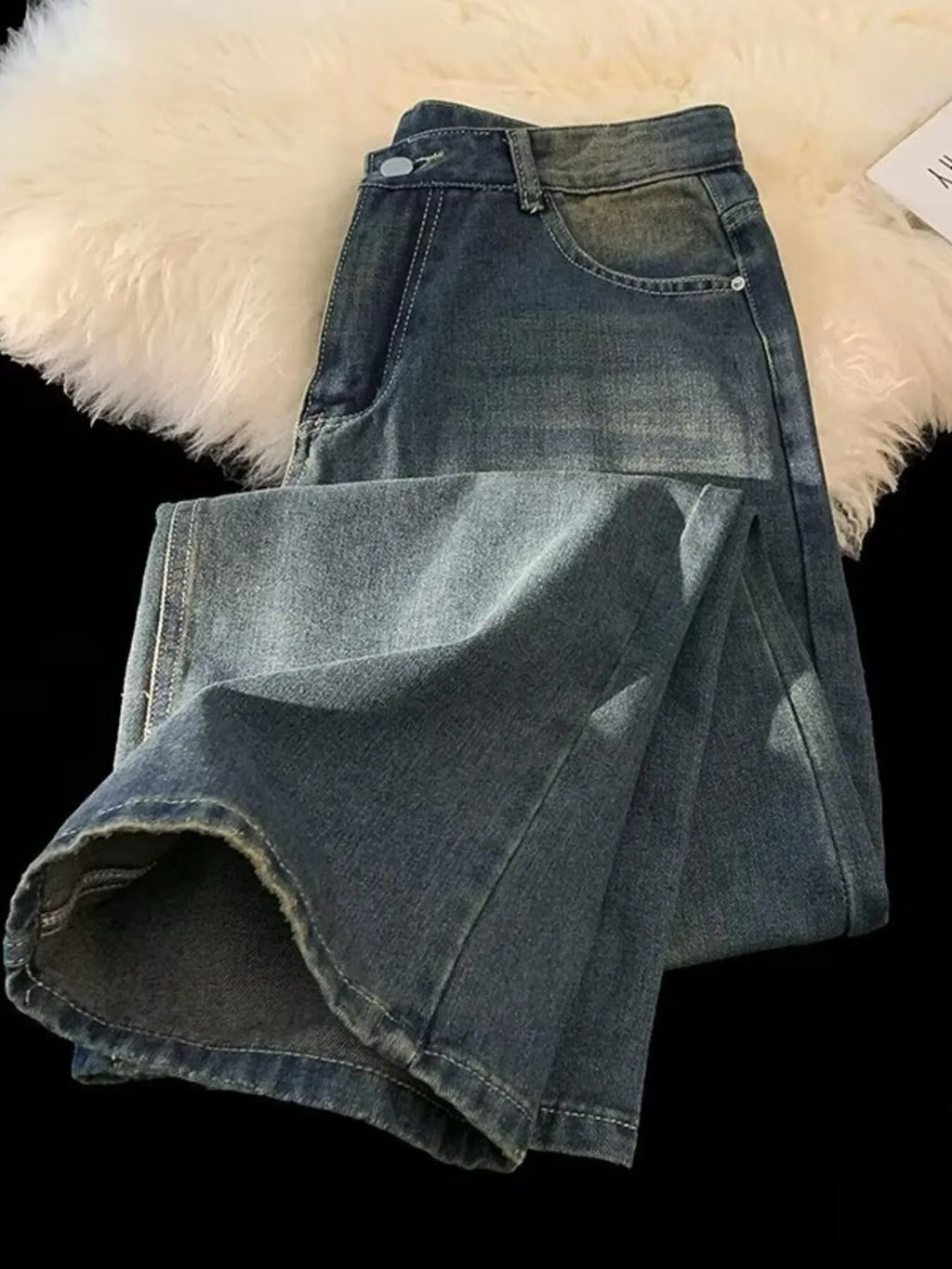 Men's Plus Size Vintage Wash Wide Leg Jeans