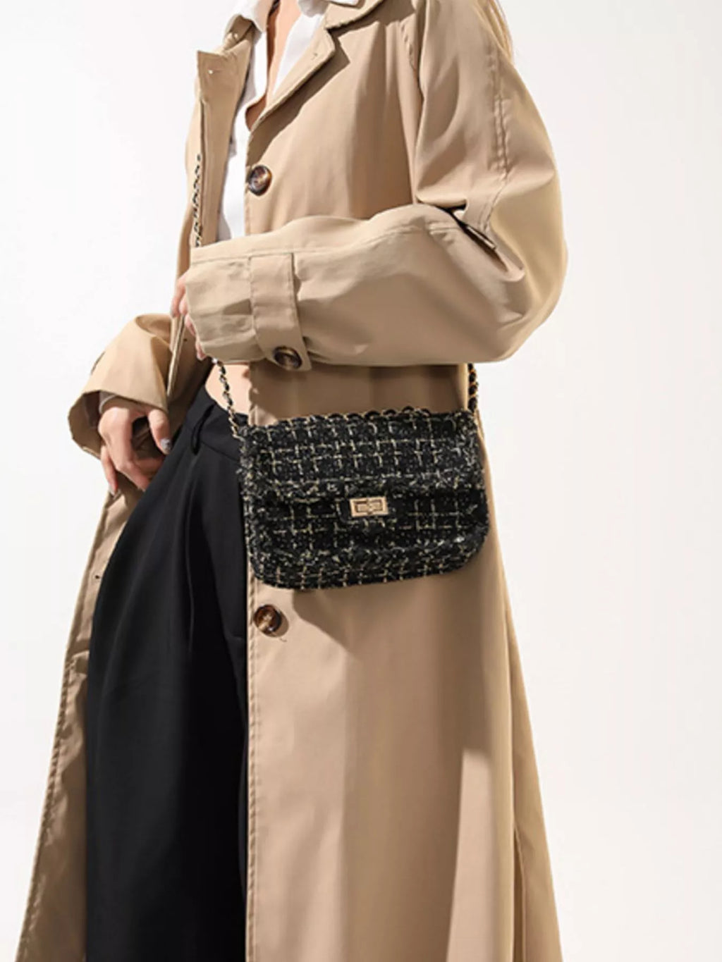Tweed Flap Crossbody Bag