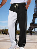 Men's Full Size Color Block Drawstring Casual Pants Plus Size