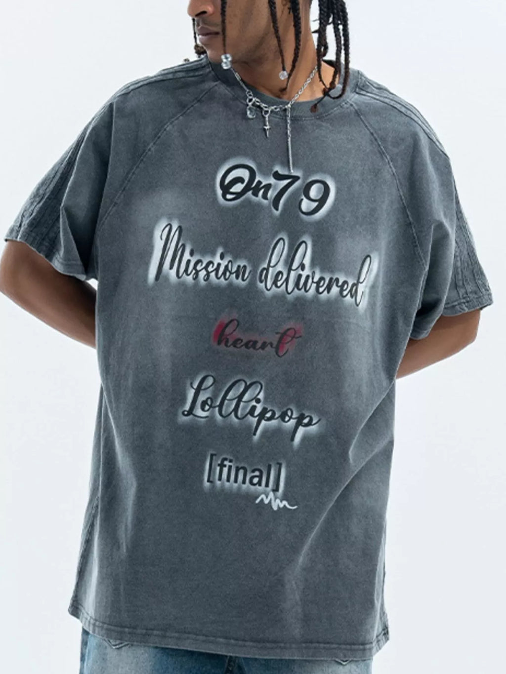 Men's Letter Round Neck Oversized T-Shirt