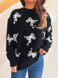 Bow Round Neck Long Sleeve Sweater
