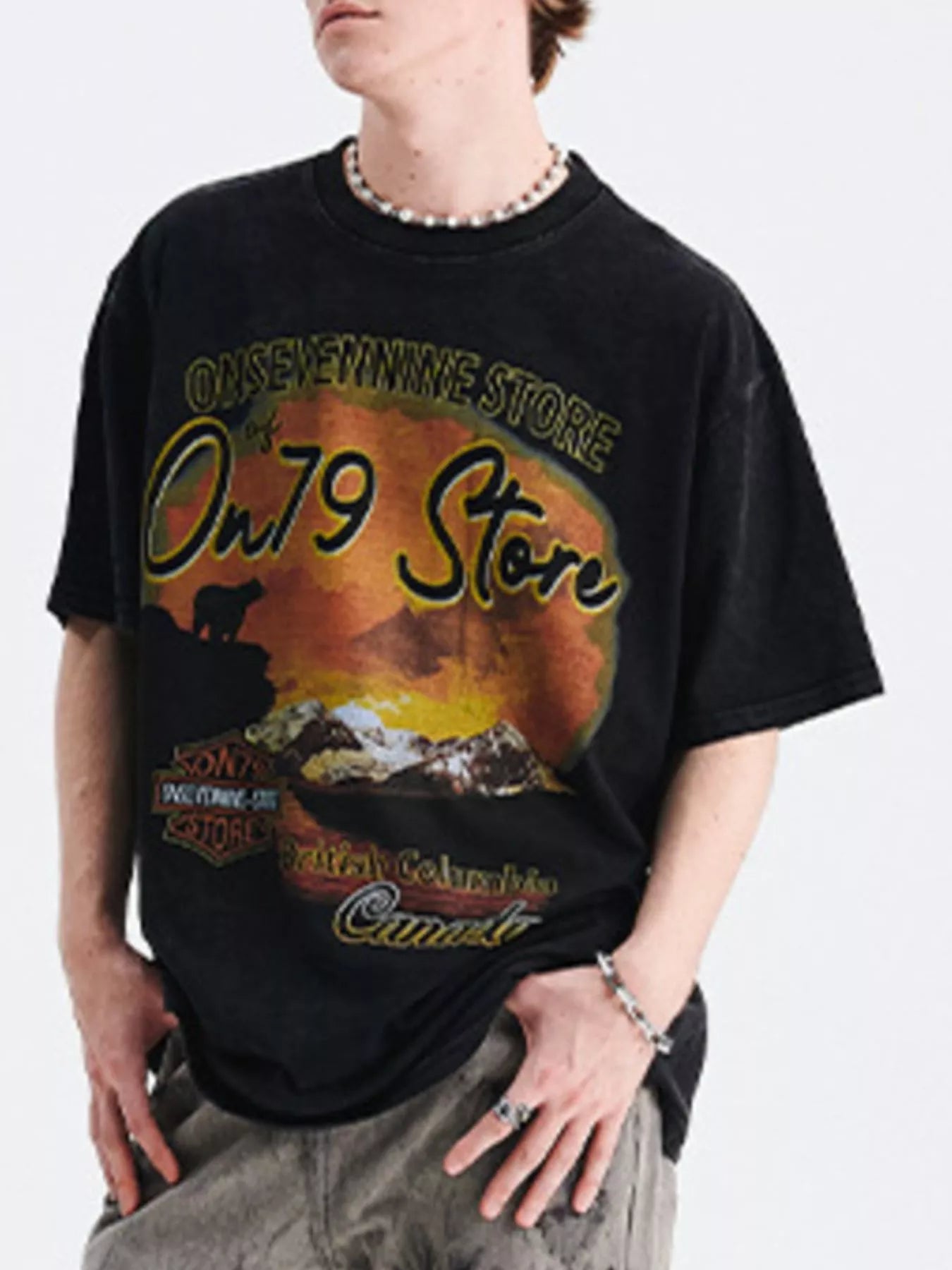 Men's Graphic Round Neck Oversized T-Shirt