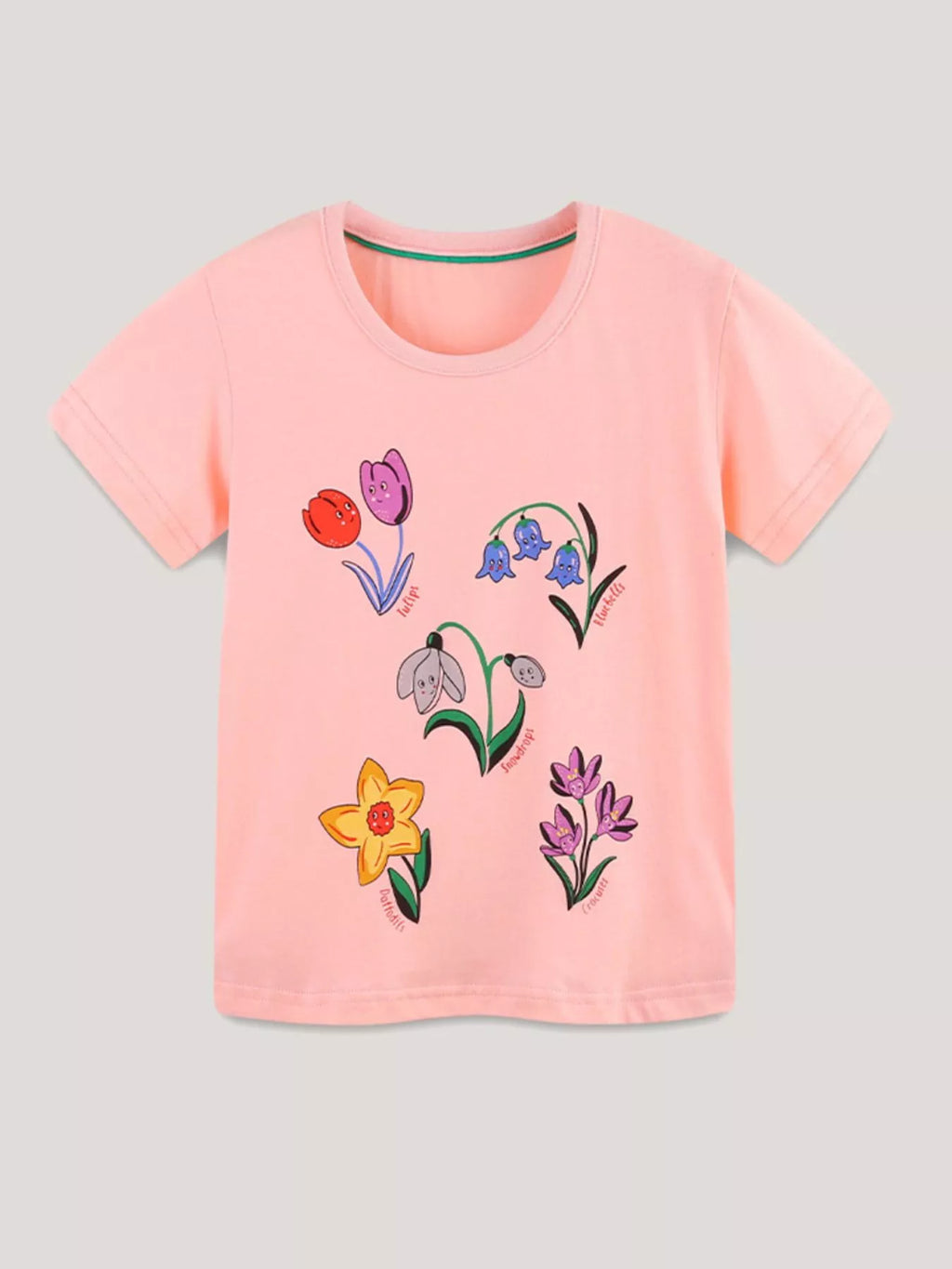 Children's Floral Print Crew Neck T-Shirt