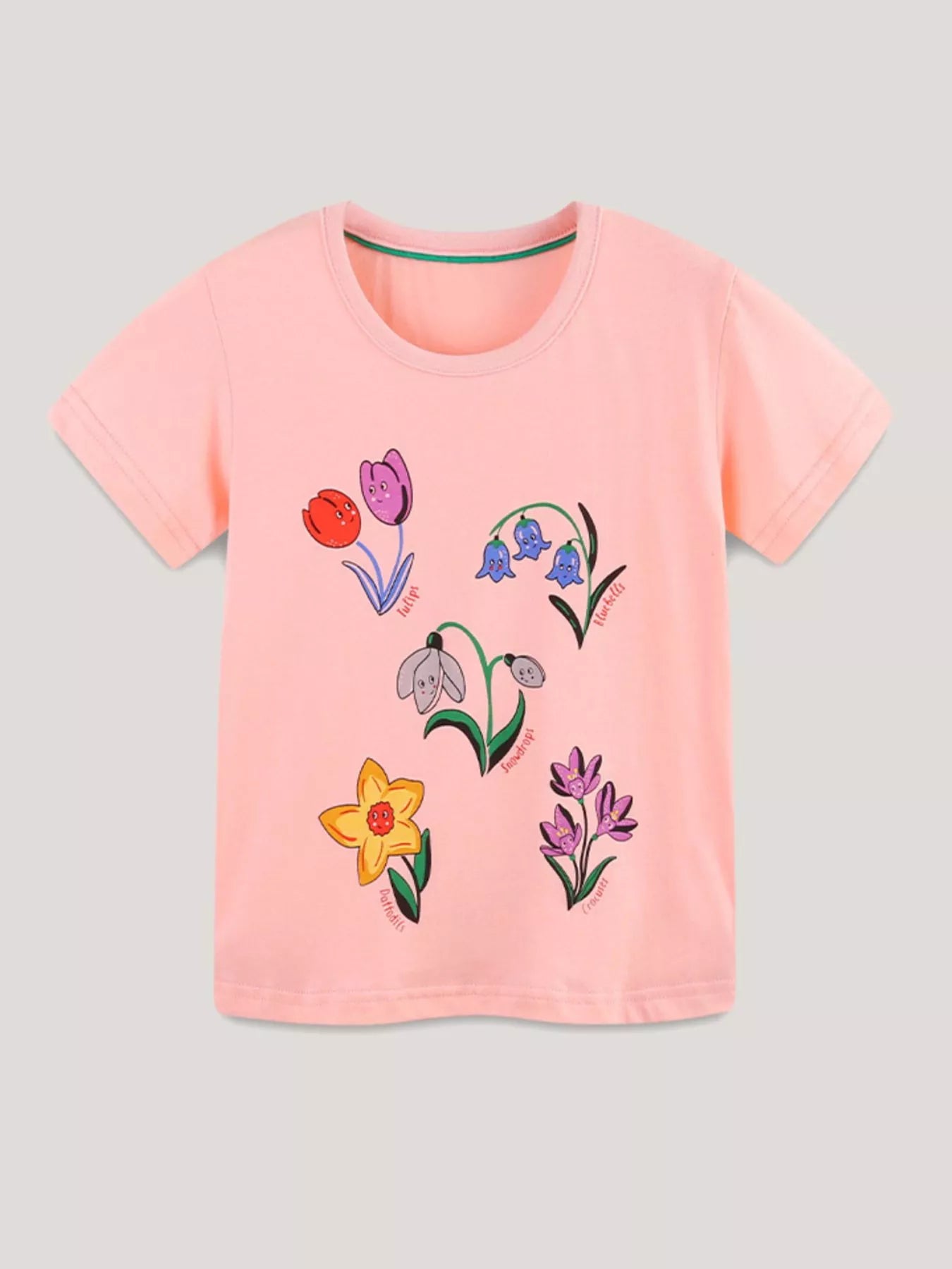 Children's Floral Print Crew Neck T-Shirt