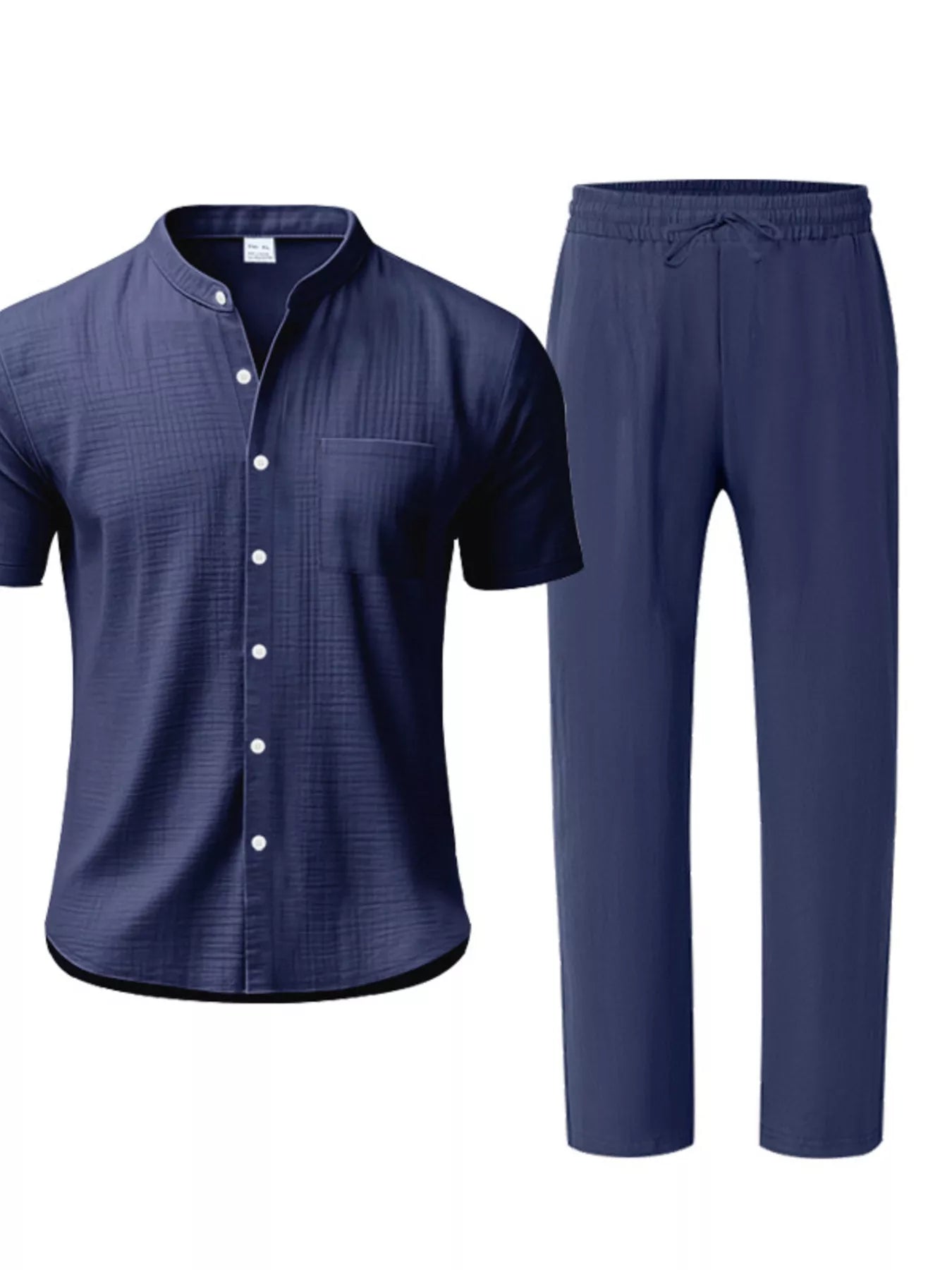 Men's Full Size Casual Button Up Short Sleeve Shirt and Pants Set Plus Size