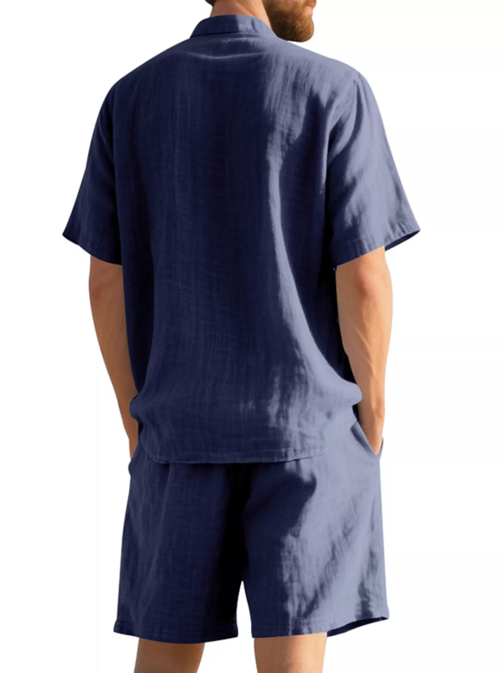 Men's Full Size Casual Short Sleeve Shirt and Shorts Set Plus Size