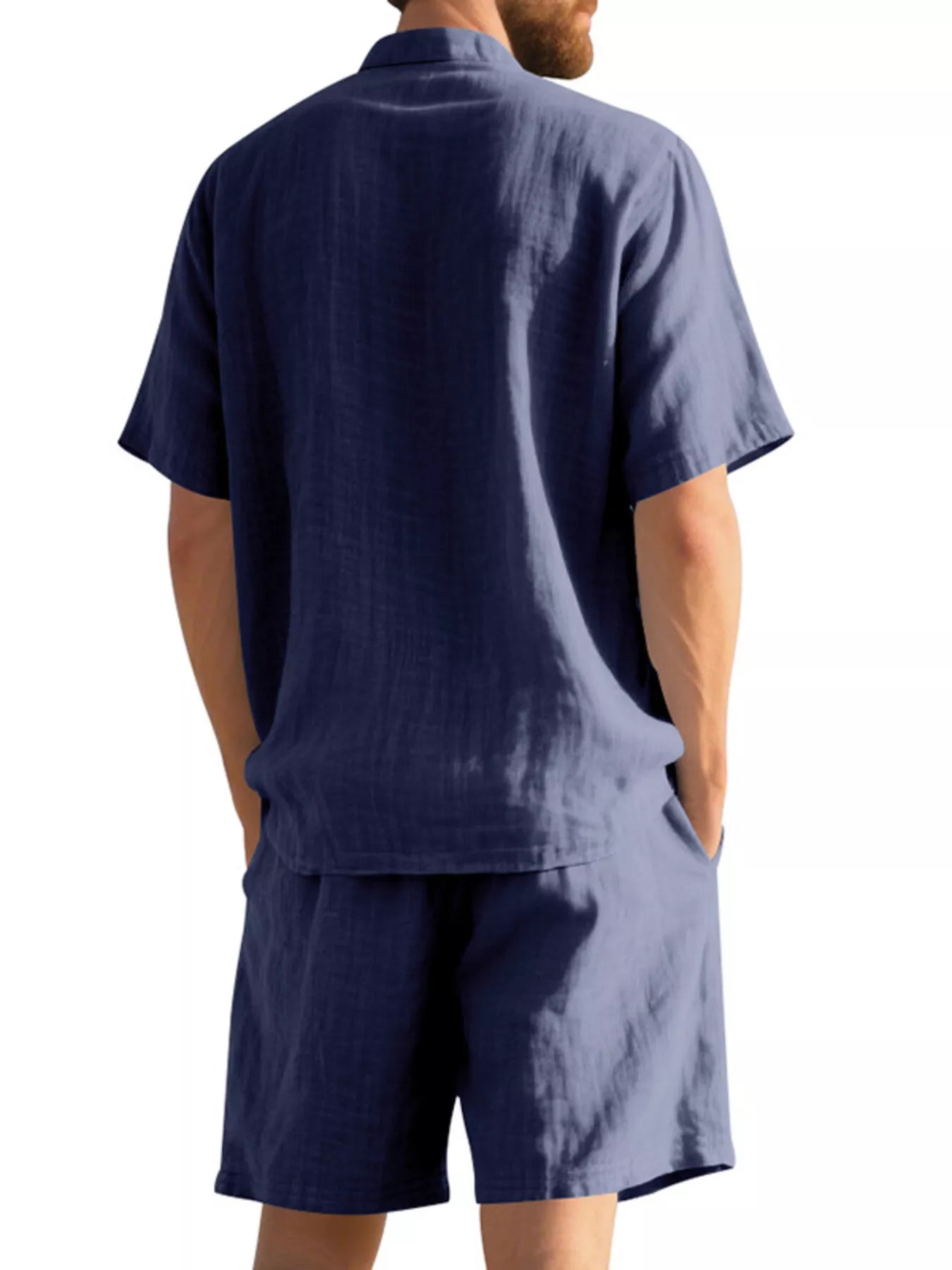 Men's Full Size Casual Short Sleeve Shirt and Shorts Set Plus Size