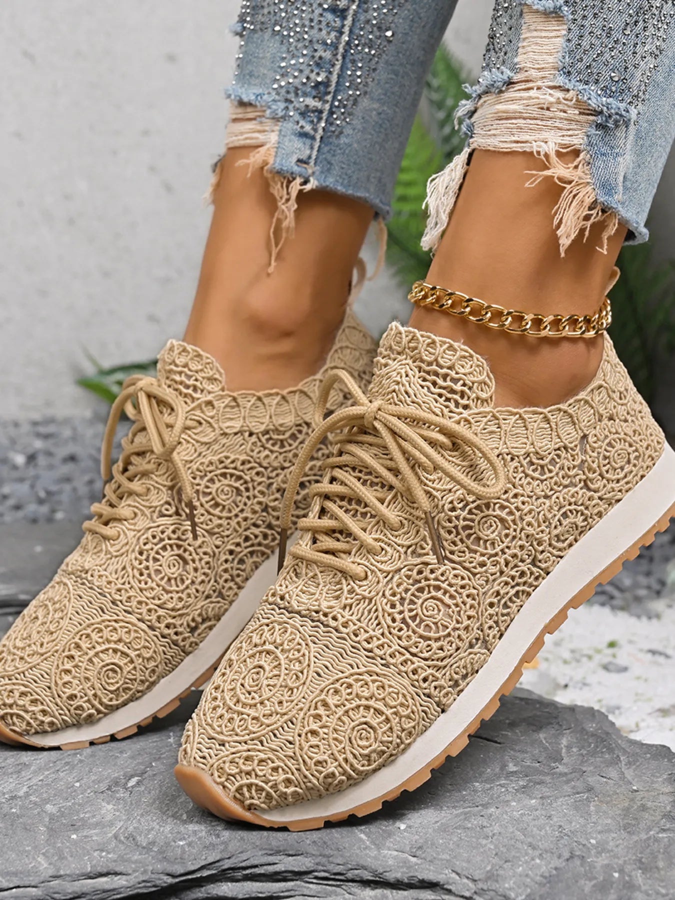 Mesh Lace Up Sneakers