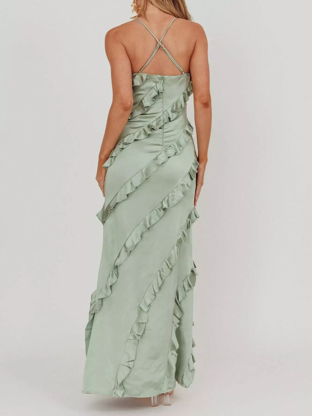 Ruffled Spaghetti Strap Maxi Dress