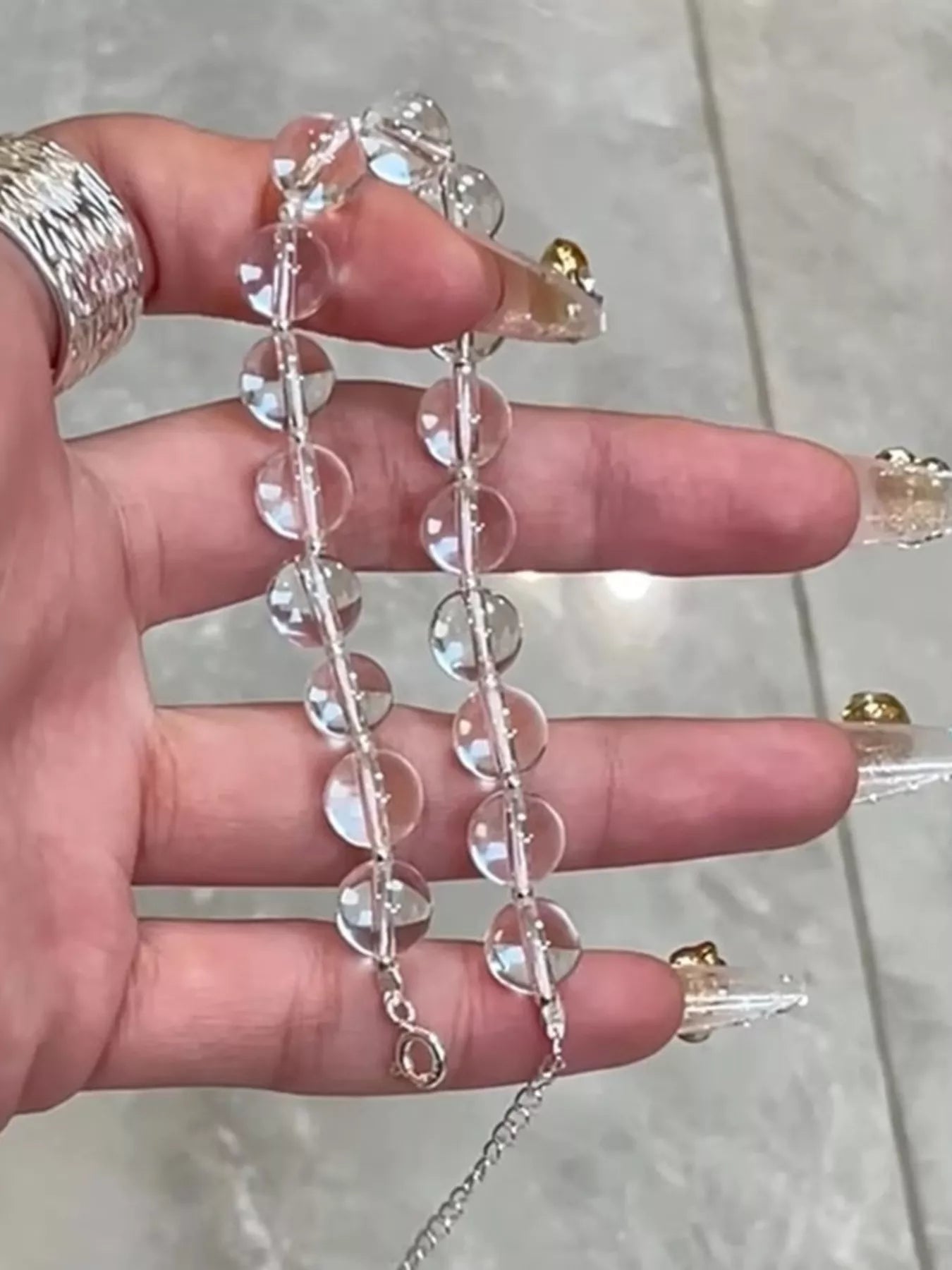 925 Sterling Silver Crystal Bead Bracelet