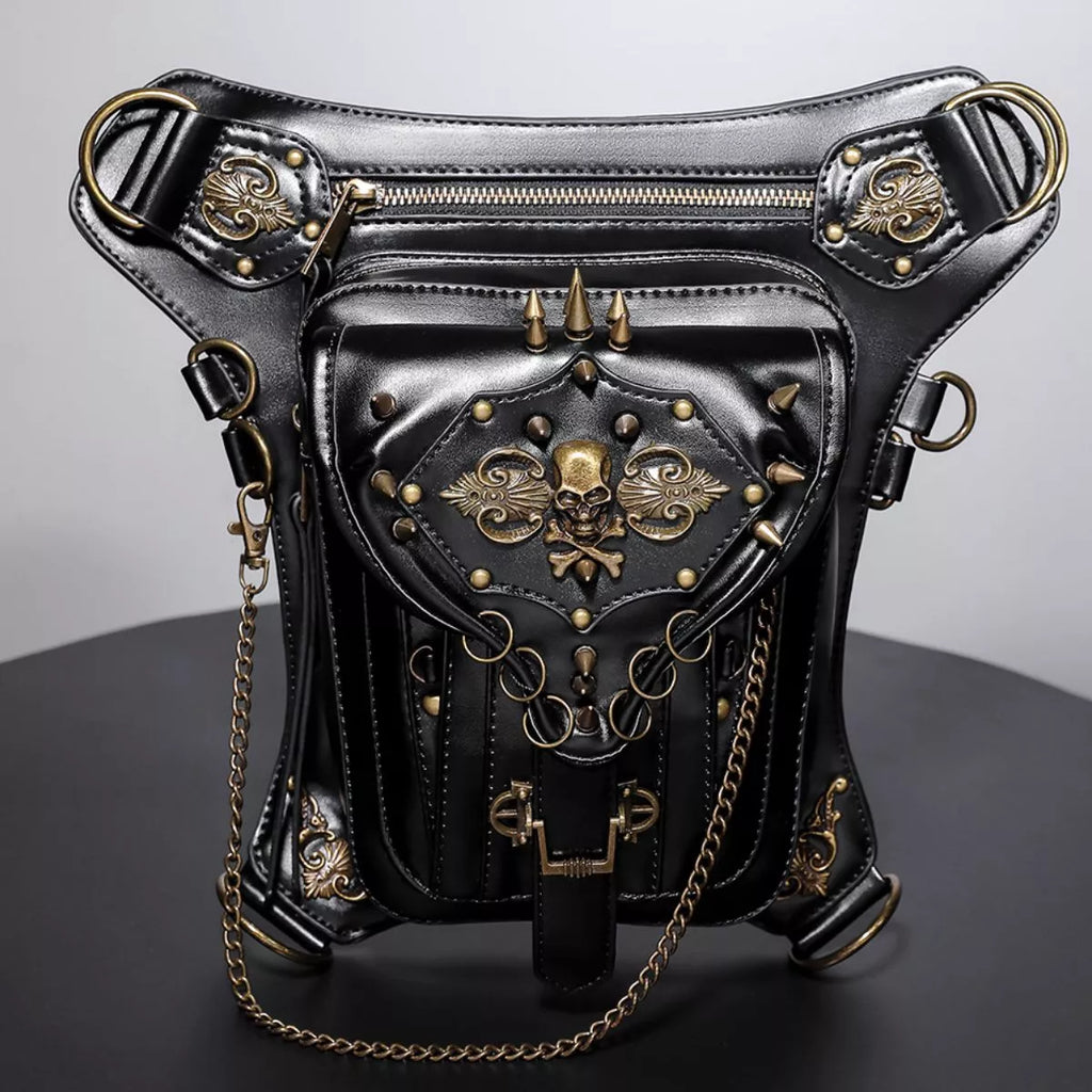 Steampunk Skull Decor Crossbody Bag