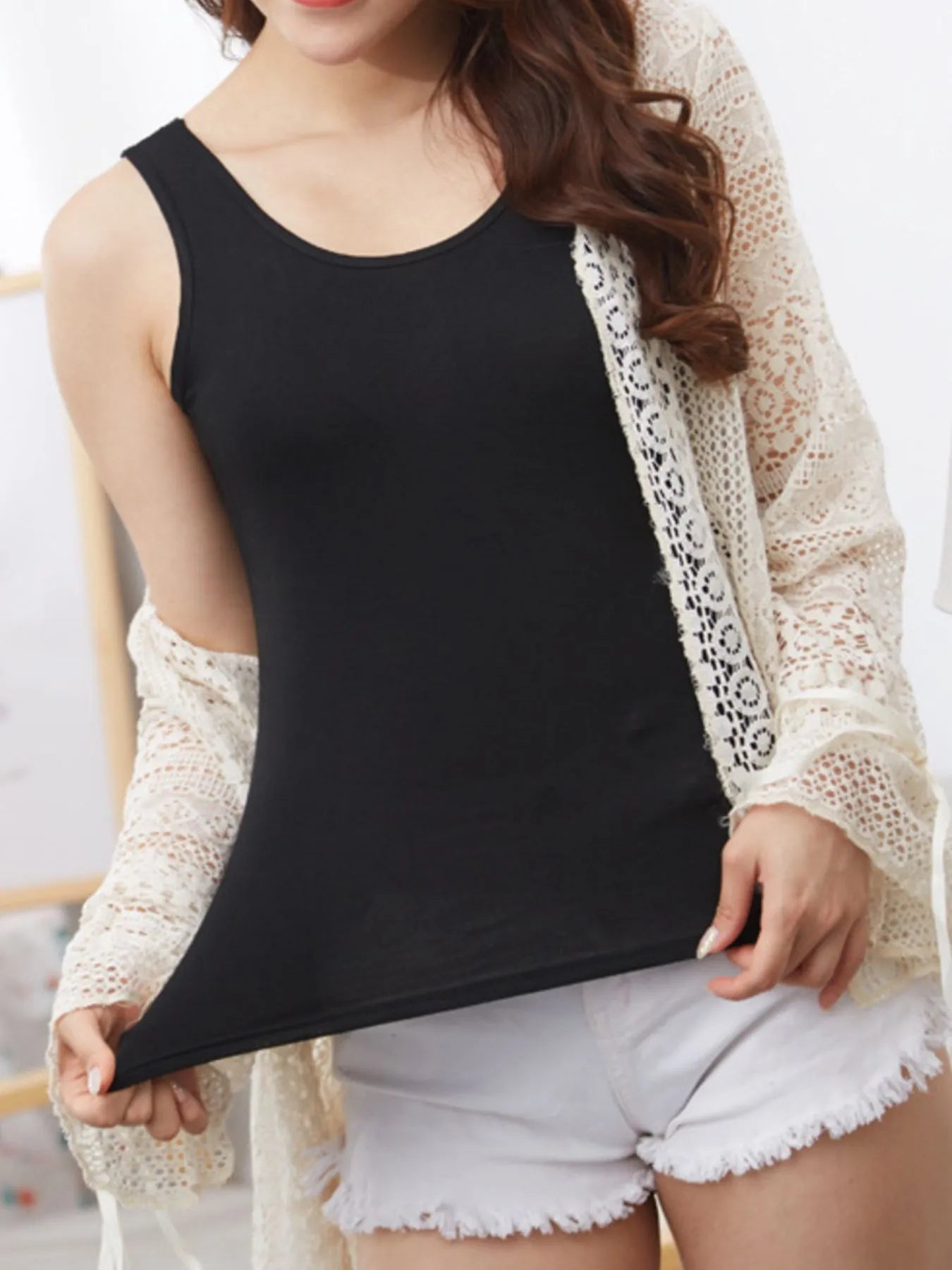 Full Size Scoop Neck Wide Strap Tank Plus Size