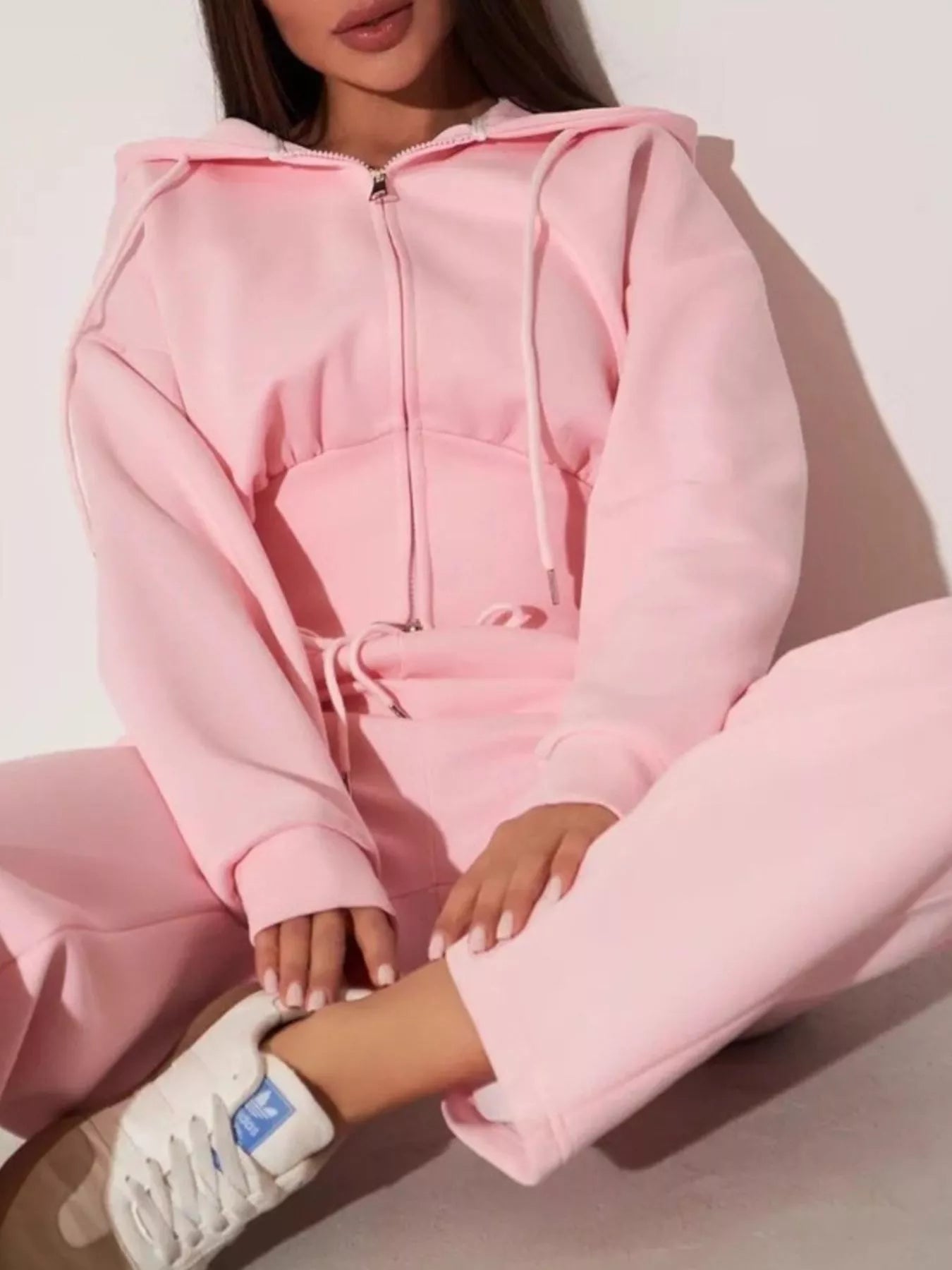 Zip-Up Hoodie and Wide-Leg Pants Set