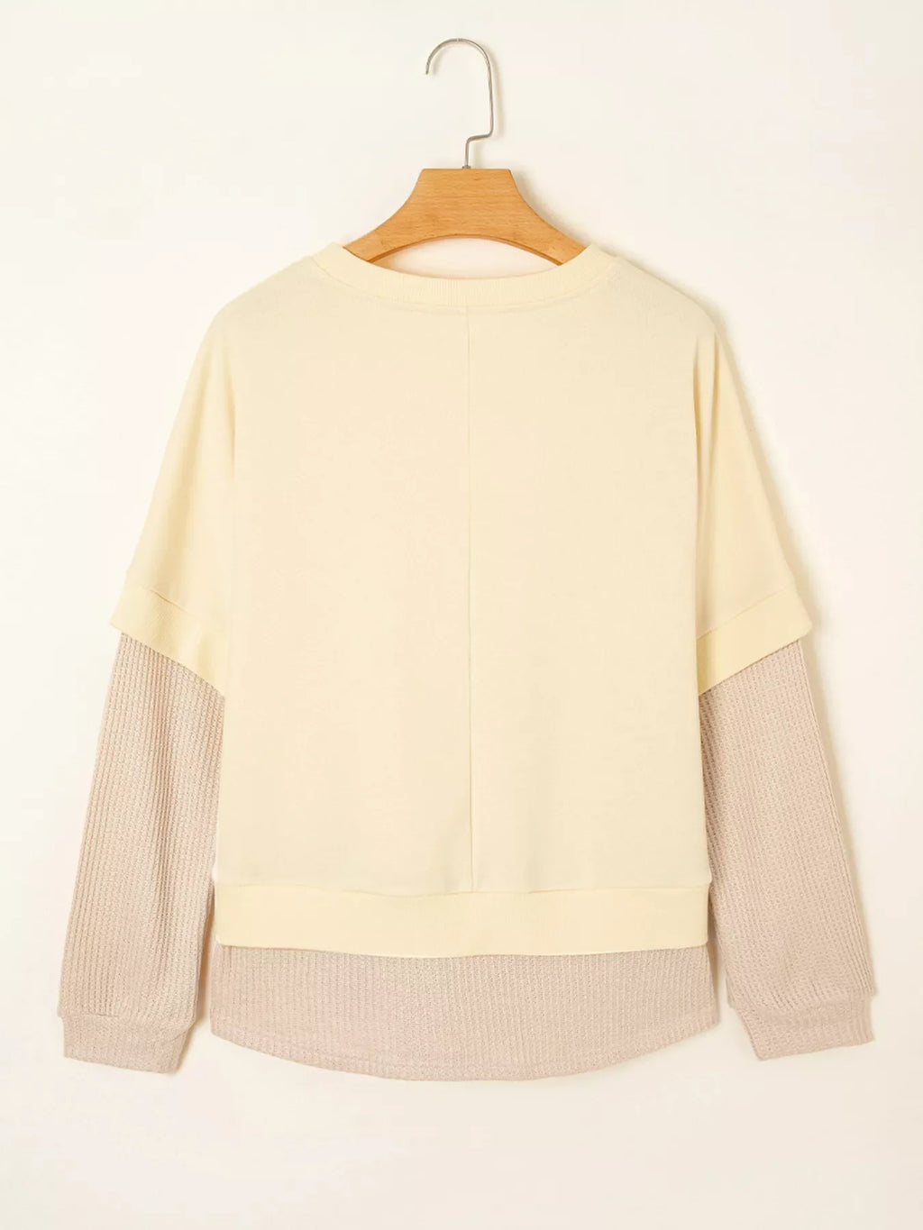 2 in 1 Faux Two Piece Patchwork Round Neck Sweatshirt