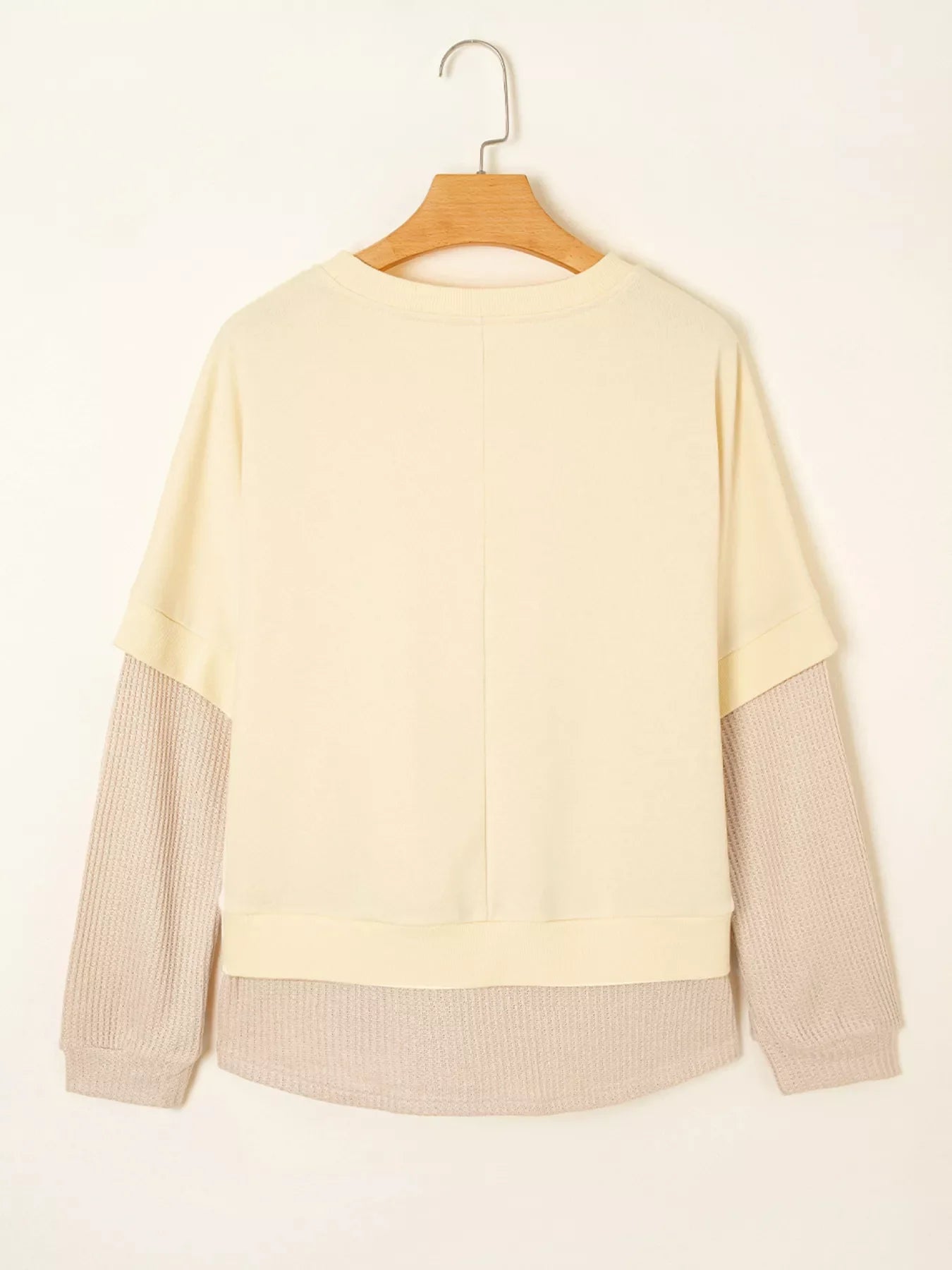 2 in 1 Faux Two Piece Patchwork Round Neck Sweatshirt
