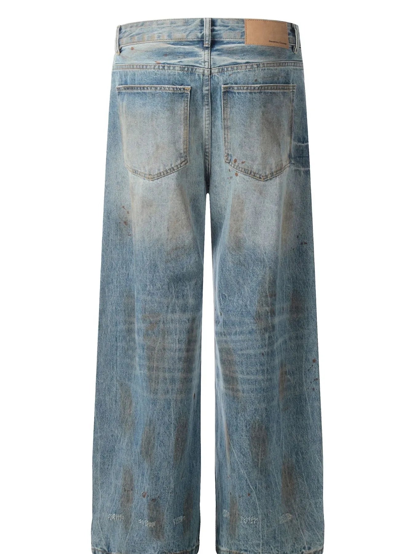 Men's Vintage Distressed Wide Leg Denim Jeans