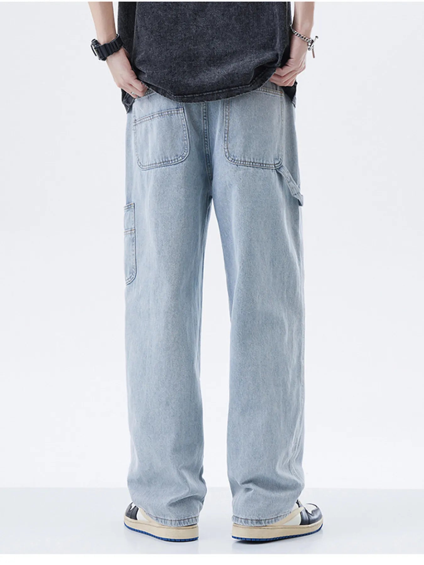 Men's Full Size Washed Wide Leg Jeans Plus Size