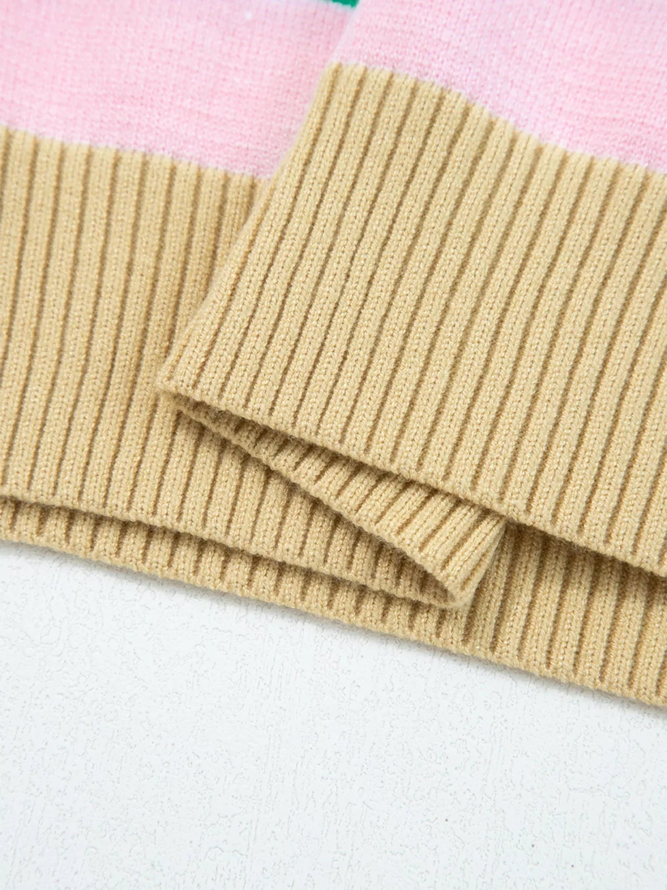 Multicolour Striped Knit Ribbed Trim Boxy Fit Cropped Sweater