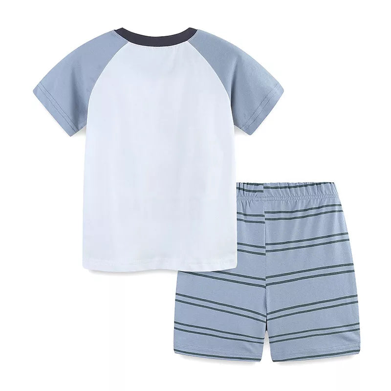 Children's Dinosaur Print Top and Striped Shorts Set