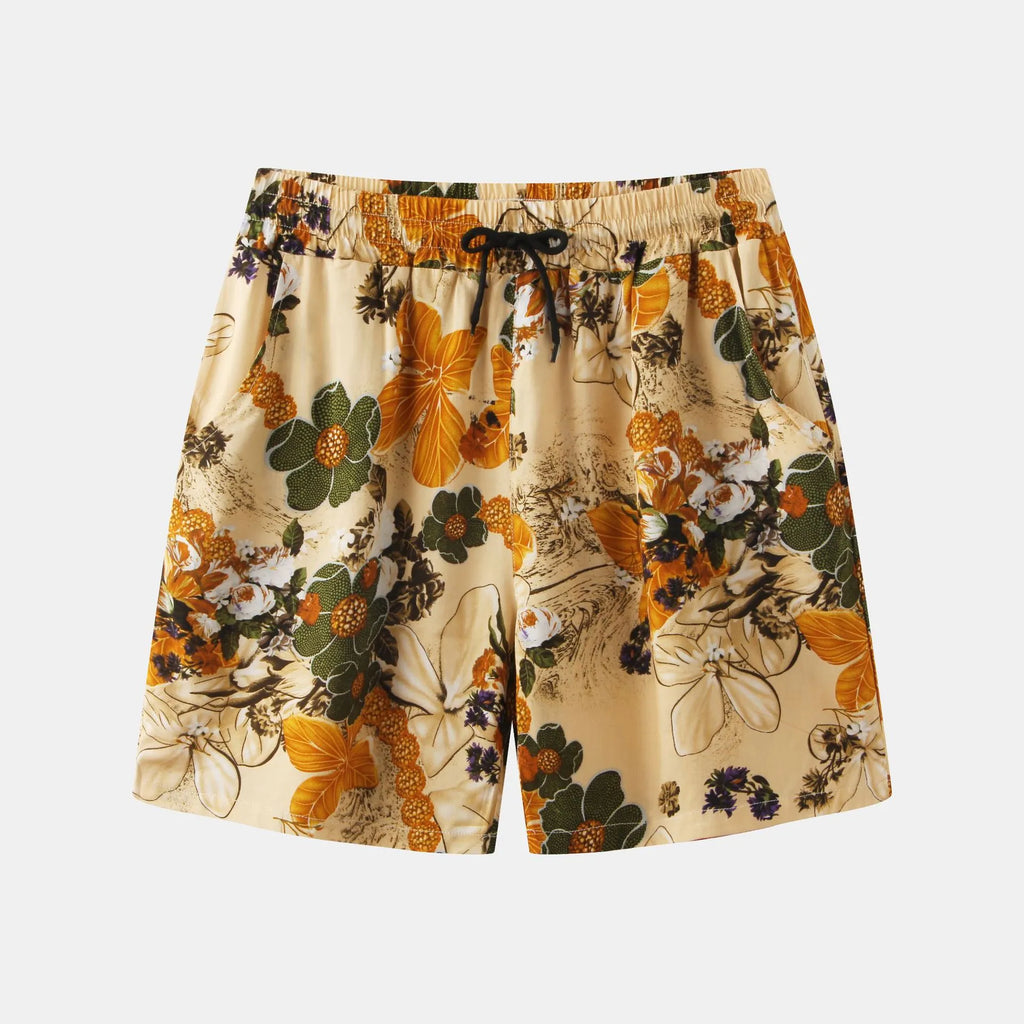 Men's Plus Size Drawstring Floral Print Casual Shorts