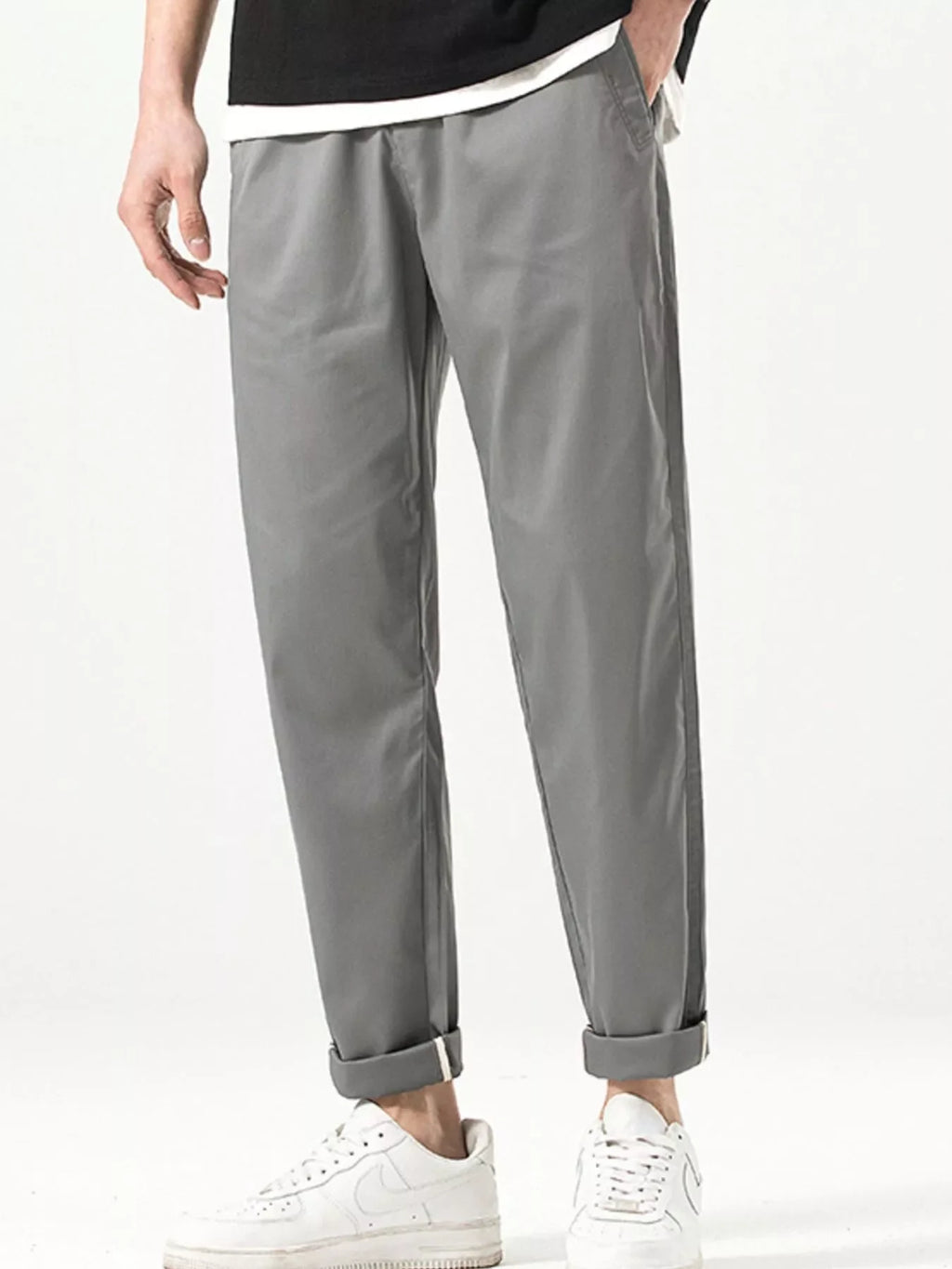 Men's Casual Straight-Leg Cropped Pants