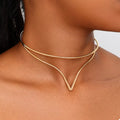Double Layer V-Shaped Choker Necklace