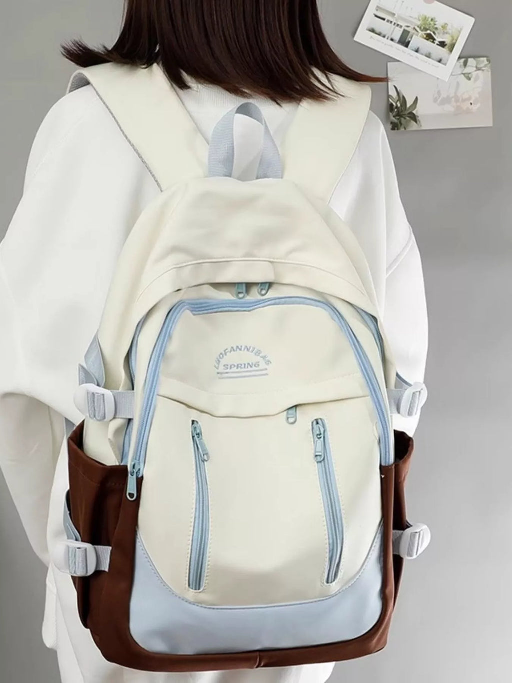 Color Block Lightweight Backpack Bag