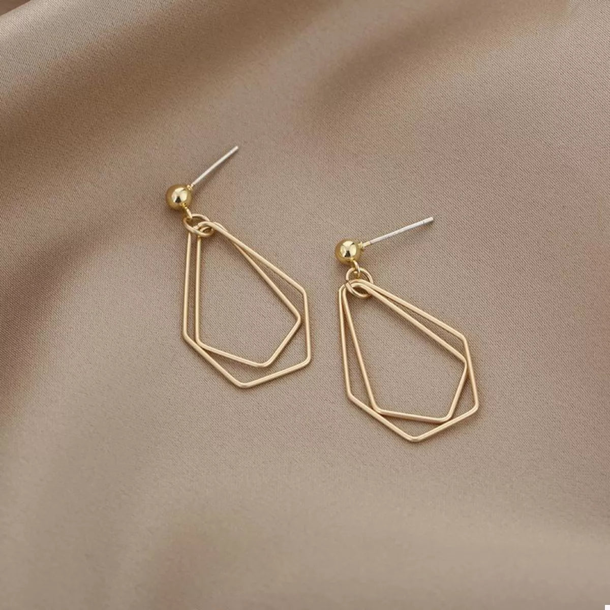 18K Gold-Plated Alloy Geometric Wire Drop Earrings