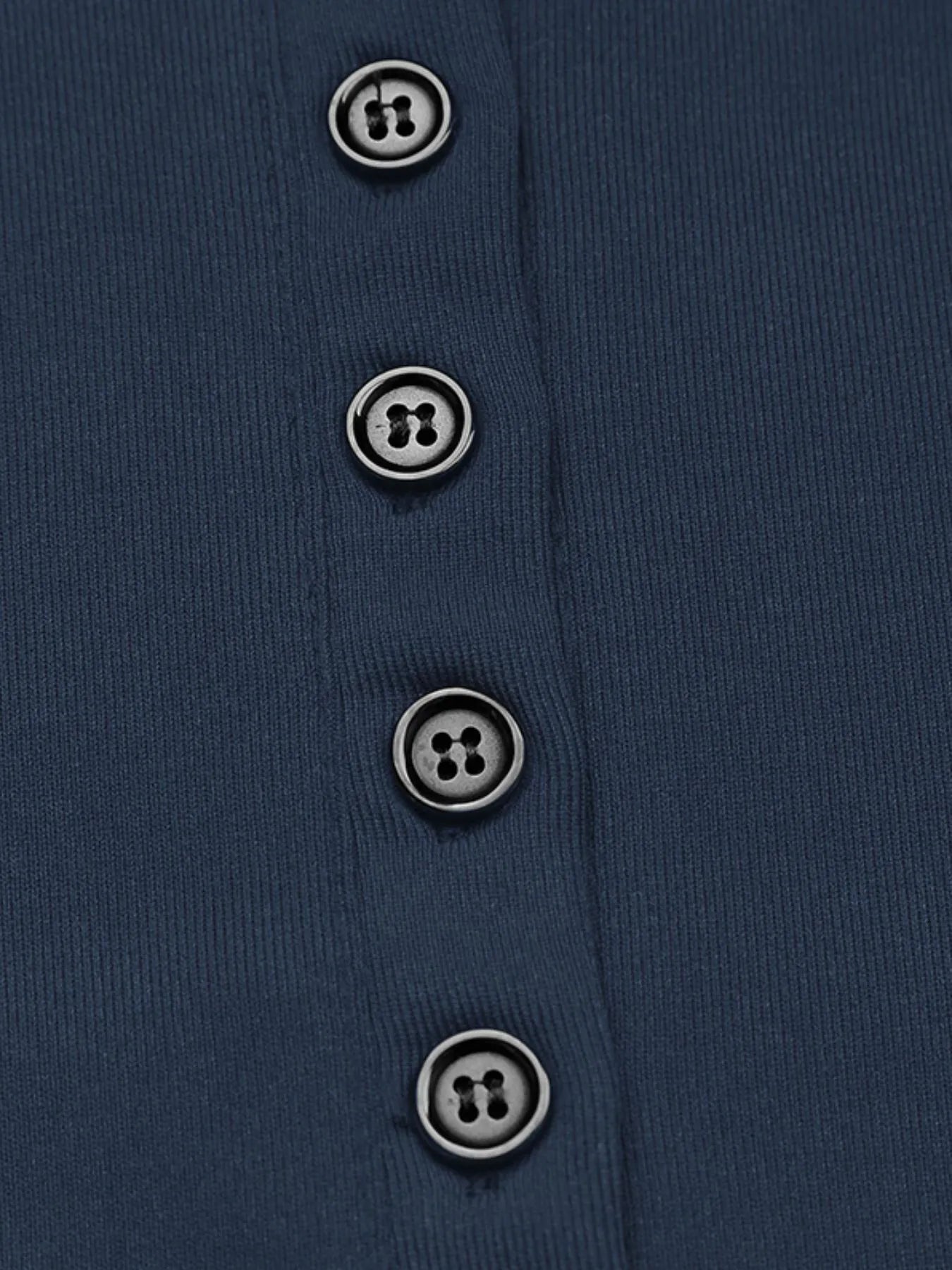 Long Sleeve Button Front Fitted T-Shirt