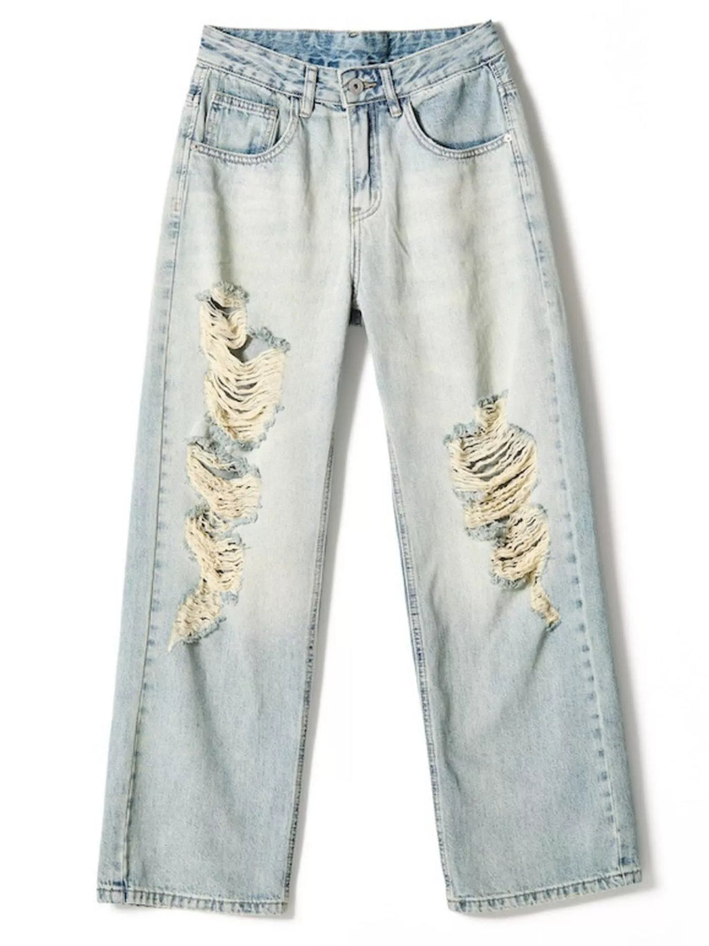 Men's Full Size Distressed Wide Leg Jeans Plus Size
