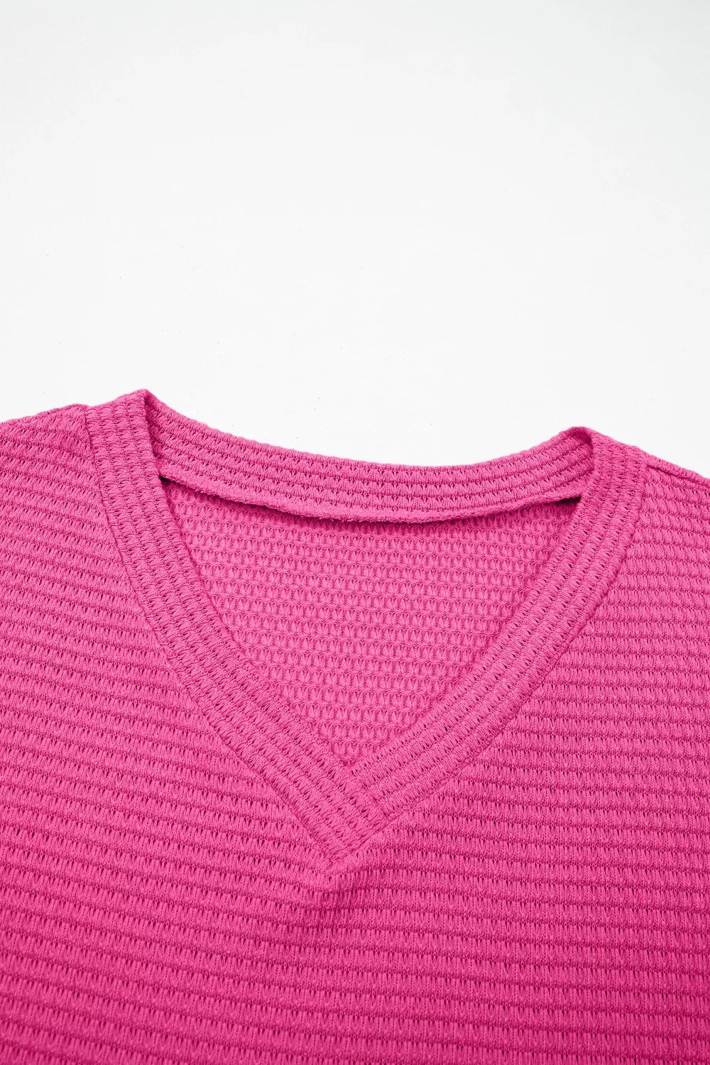 Textured Waffle Knit V-Neck T-Shirt