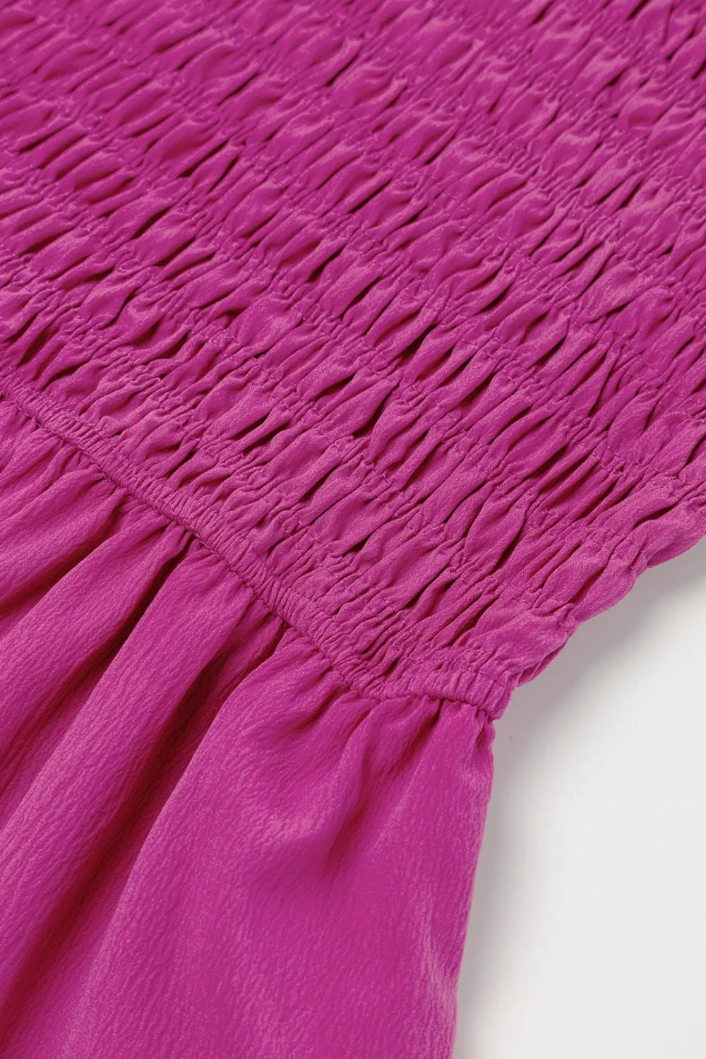 Solid Color Ruffled Straps Smocked Ruched Maxi Dress
