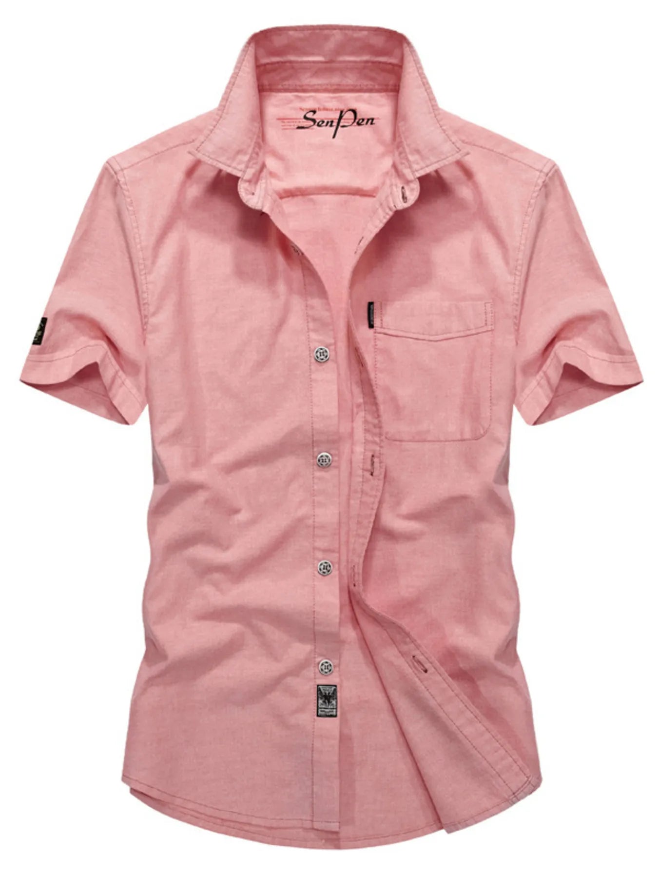 Men's Plus Size Casual Short Sleeve Button-Down Shirt
