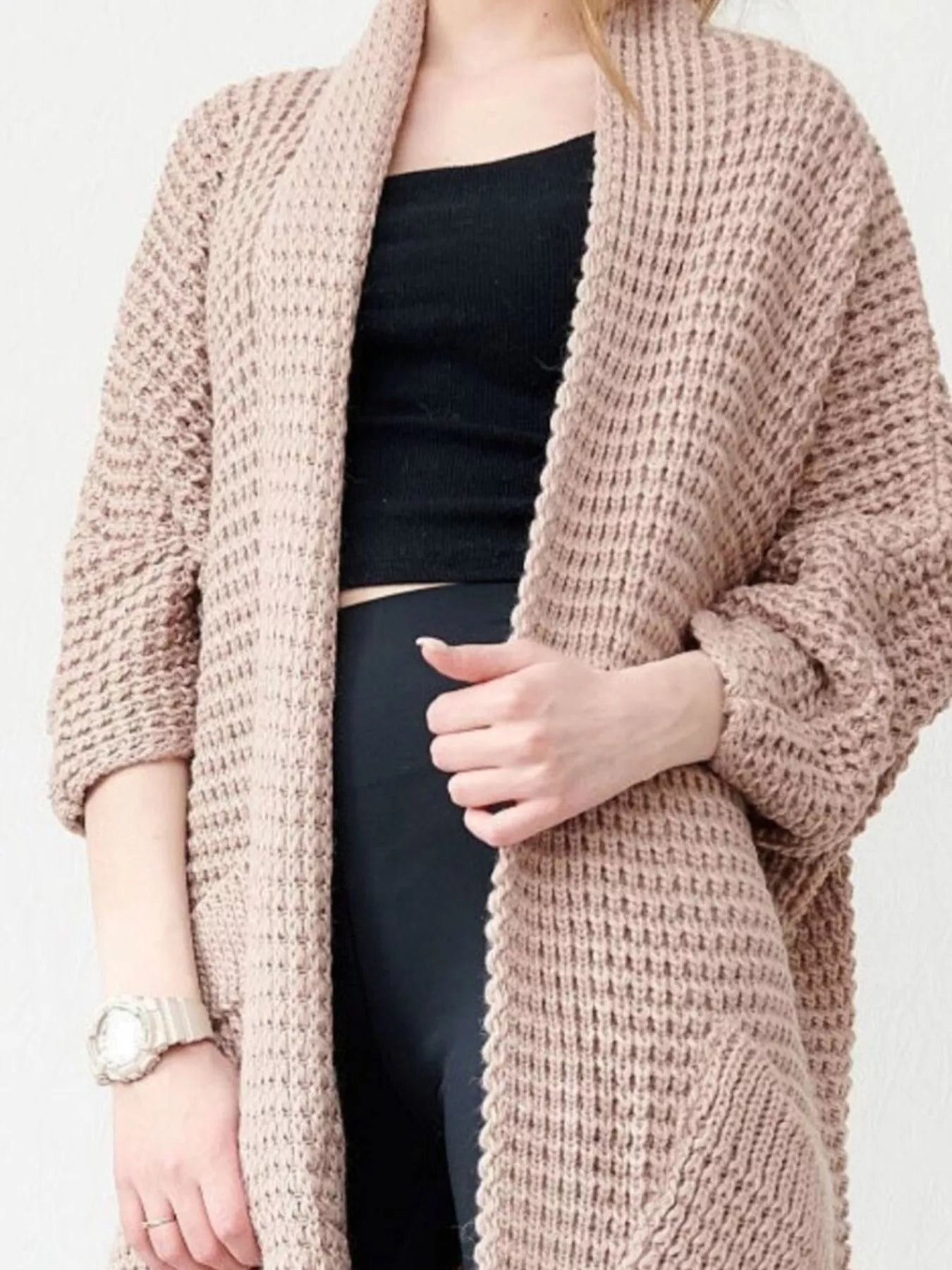 Full Size Chunky Knit Open Front Cardigan Plus Size