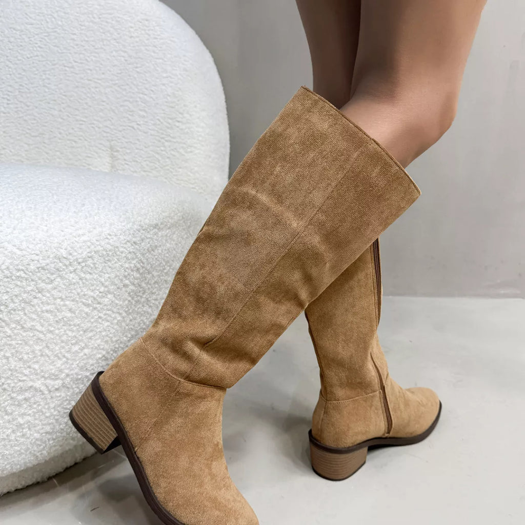 Round Toe Block Heels Boots