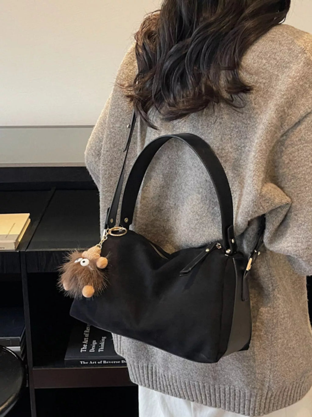 Crossbody Bag with Furry Charm