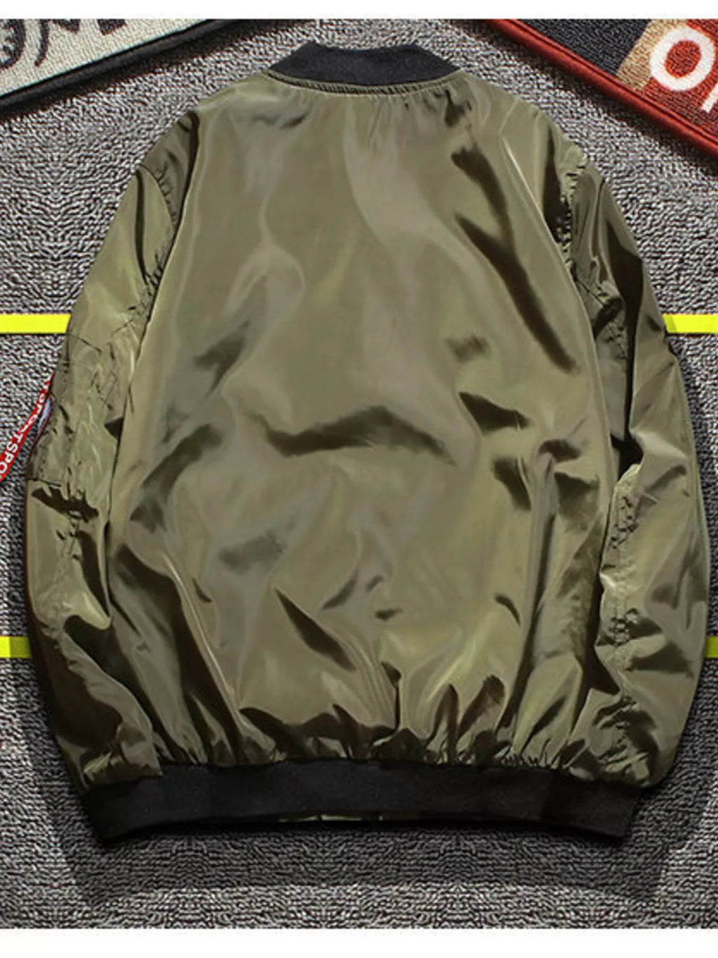 Men's Plus Size Military-Inspired Patched Bomber Jacket