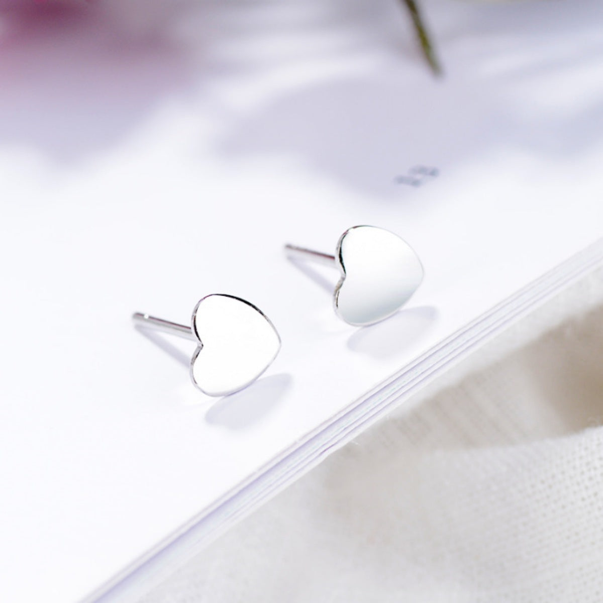 925 Sterling Silver Heart Stud Earrings