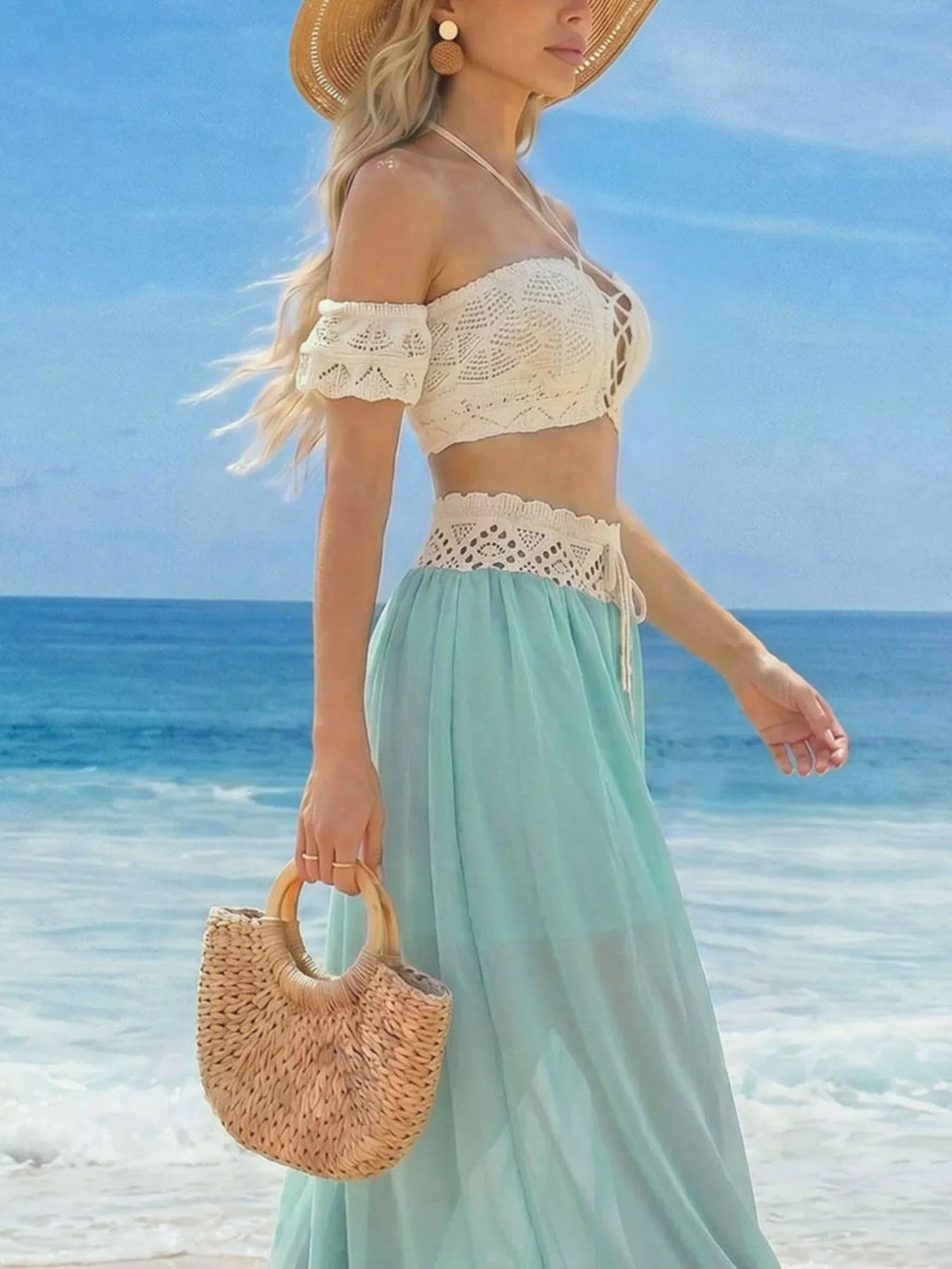 Crochet Top and Maxi Skirt Set
