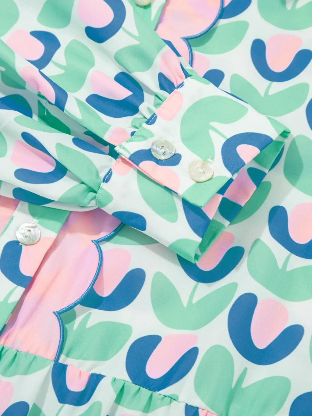 Printed Long Sleeve Shirt Dress