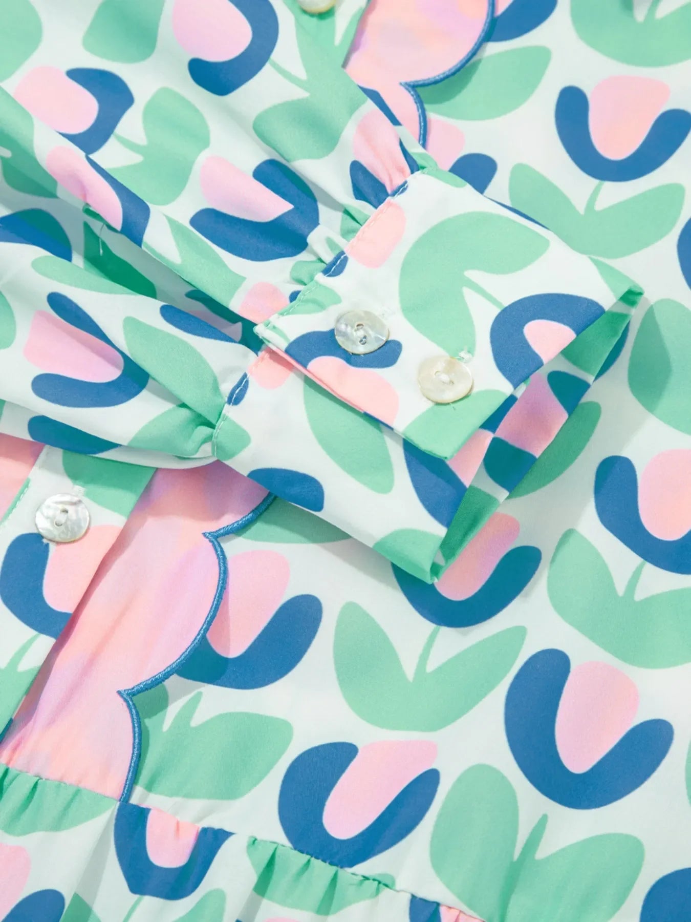 Printed Long Sleeve Shirt Dress