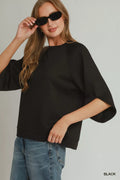 Umgee Round Hem Raglan Sleeve Top