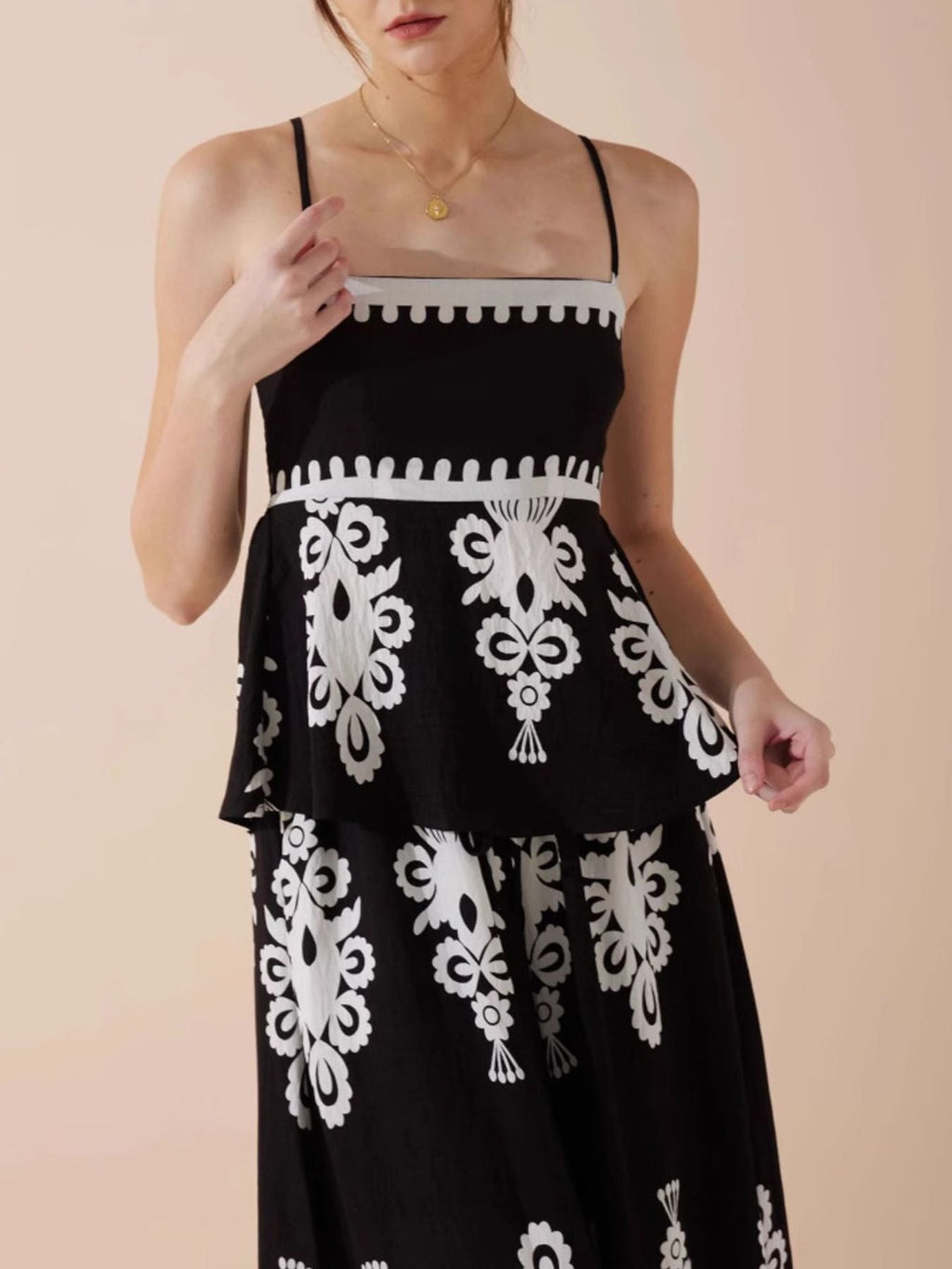 Full Size Printed Cami and Wide Leg Pants Set Plus Size