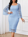Lace Square Neck Midi Dress
